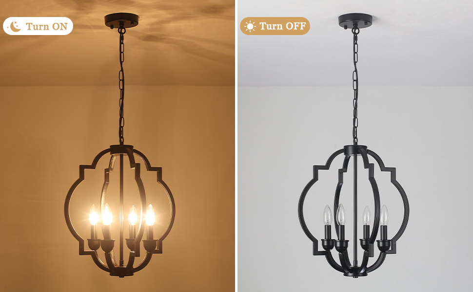 4Light Black Orb Chandelier Farmhouse Chandeliers for Dining Room