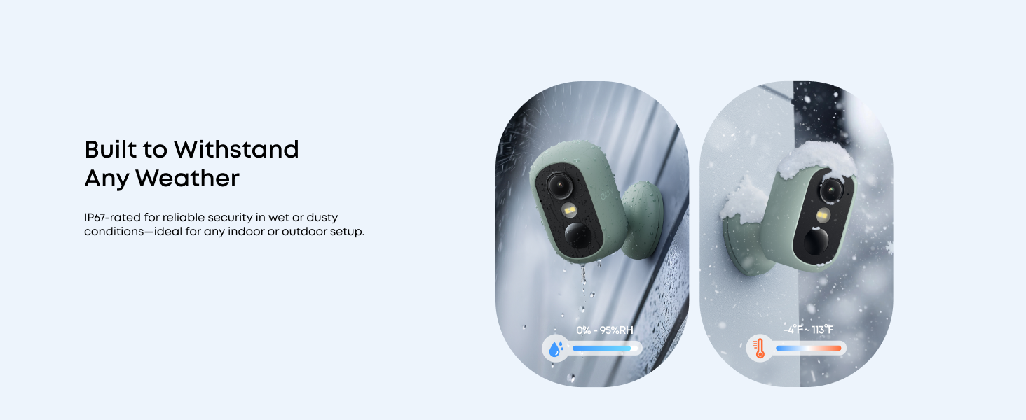eufy with IP67 waterproof for indoor or outdoor security