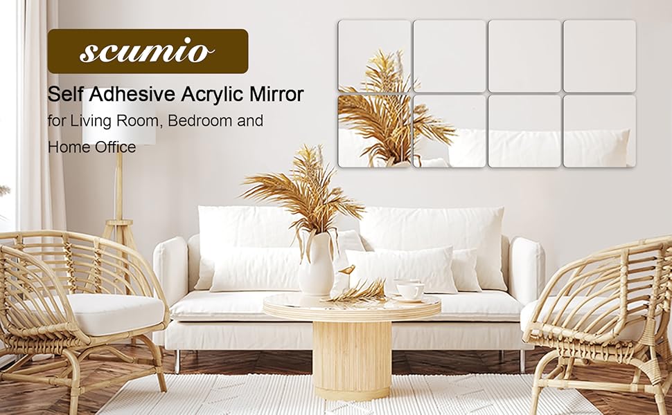 4 Pcs Wall Mirror Tiles, 8 x 8 Inch Self... 10 Wall Mirror