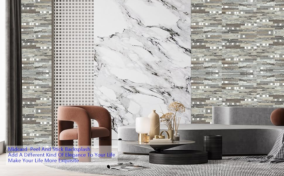 Midcard 20 Sheets Peel and Stick Backsplash PVC Wall Tile,for Kitchen Backsplash