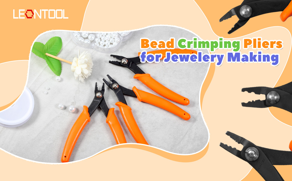 LEONTOOL Mini Bead Crimping Pliers 5 Inches Bead Crimper Tools 2 Notches for Jewelry
