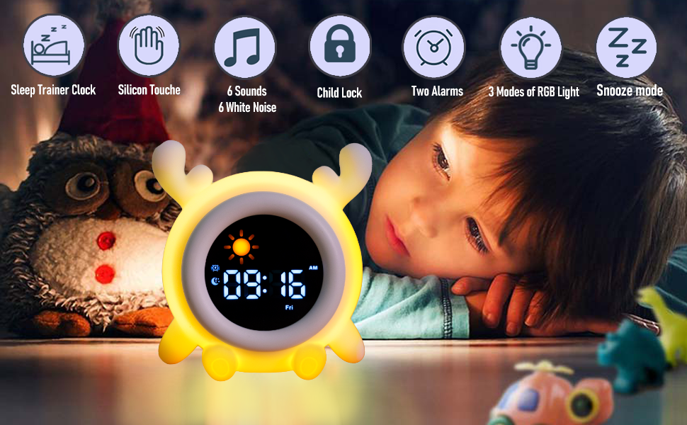 Avalynese Deer Alarm Clock for Kids, Ok to Wake Clock