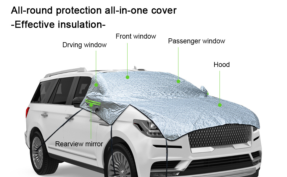 Hivexagon Large Car Windshield Snow Cover, Sun Shade UV Protection