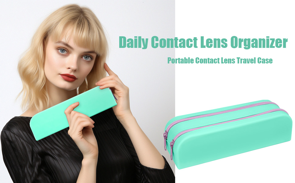Daily Contact Lens Organizer, Water-Resistant Silicone Case with Clearly Labeled R & L