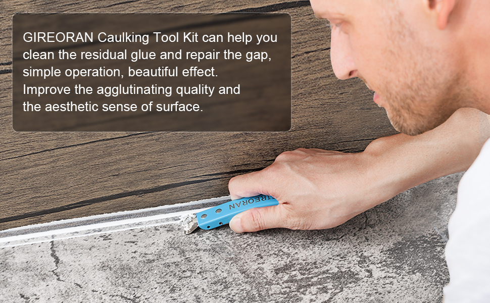 GIREORAN Stainless Steel Caulk Tool, 4in1 Silicone Caulking Tool Kit