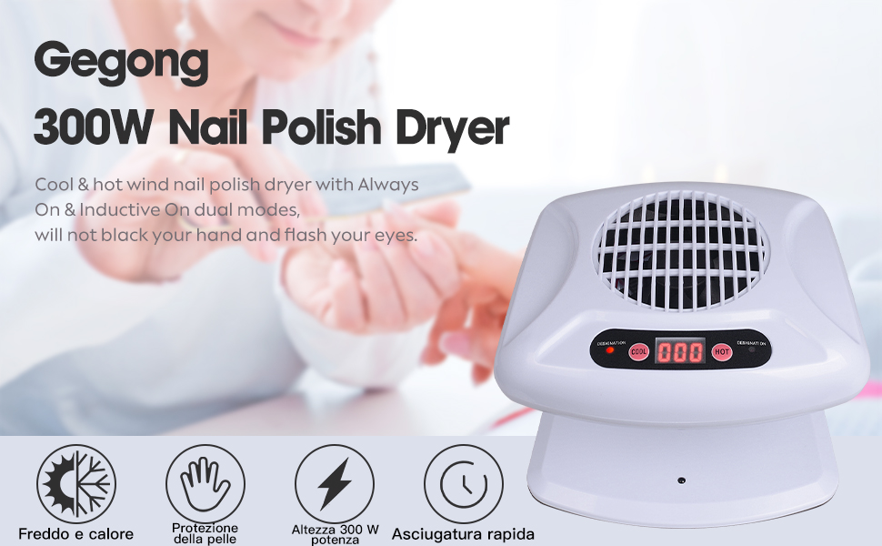 Air Nail Dryer with Automatic Sensor, 300W Timing Air Nail Fan Blow