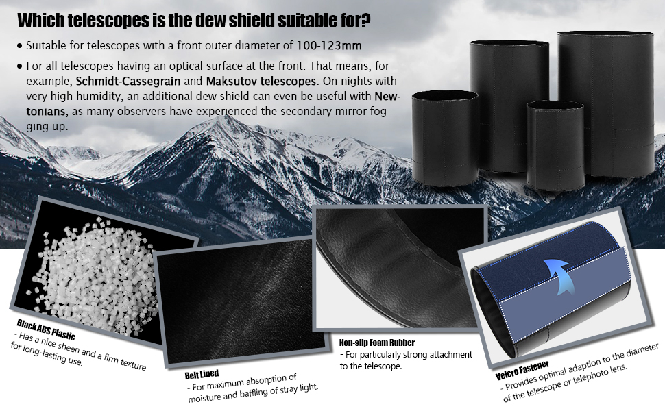 Astromania Flexible Dew Shield for Telescope Front Outer Diameter from 100123mm