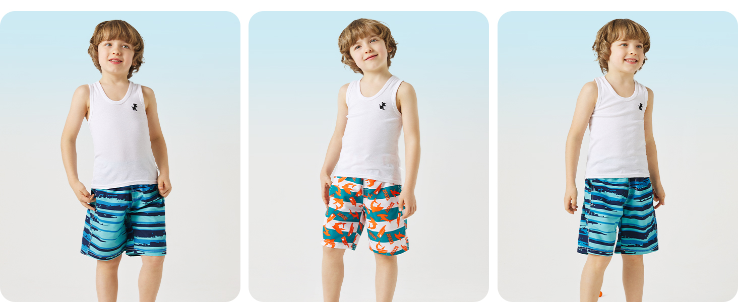 Domee Jungen Badehosen Schnelltrocknend Schwimmhose mit Netzfutter Verstellbarer Kordelzug