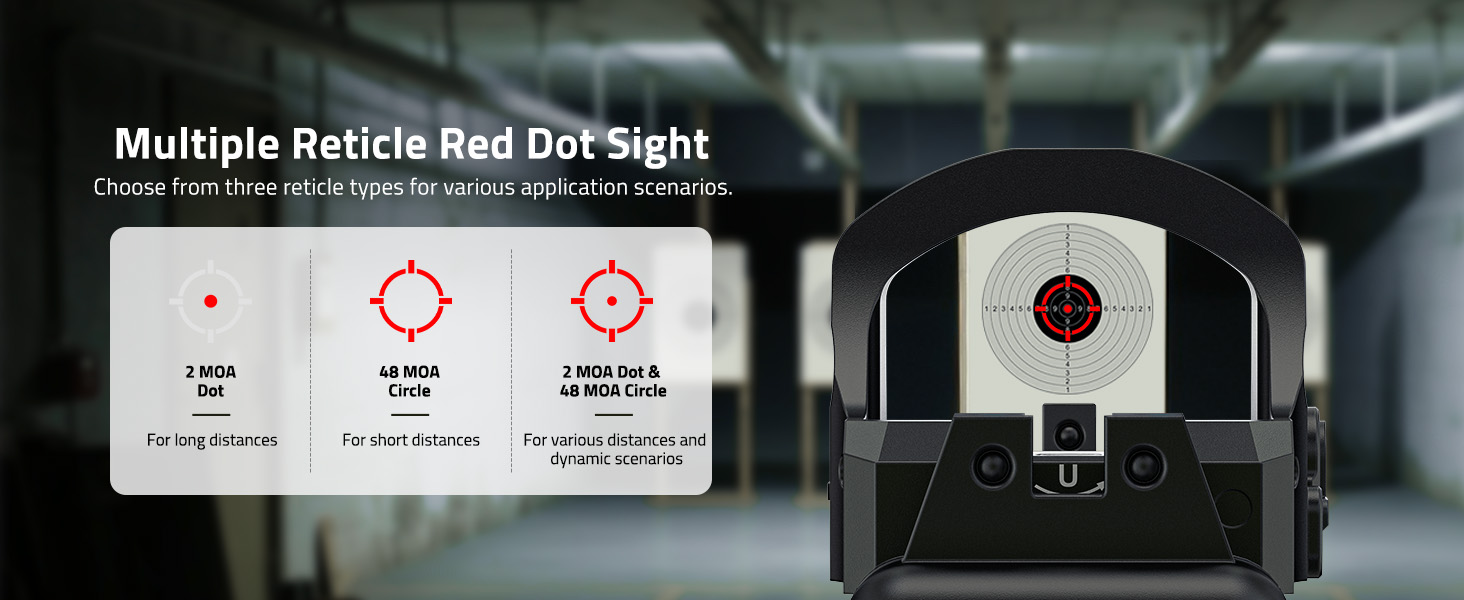 3 reticle options - CVLIFE WildHawk X Solar Auto Brightness Red Dot Sight