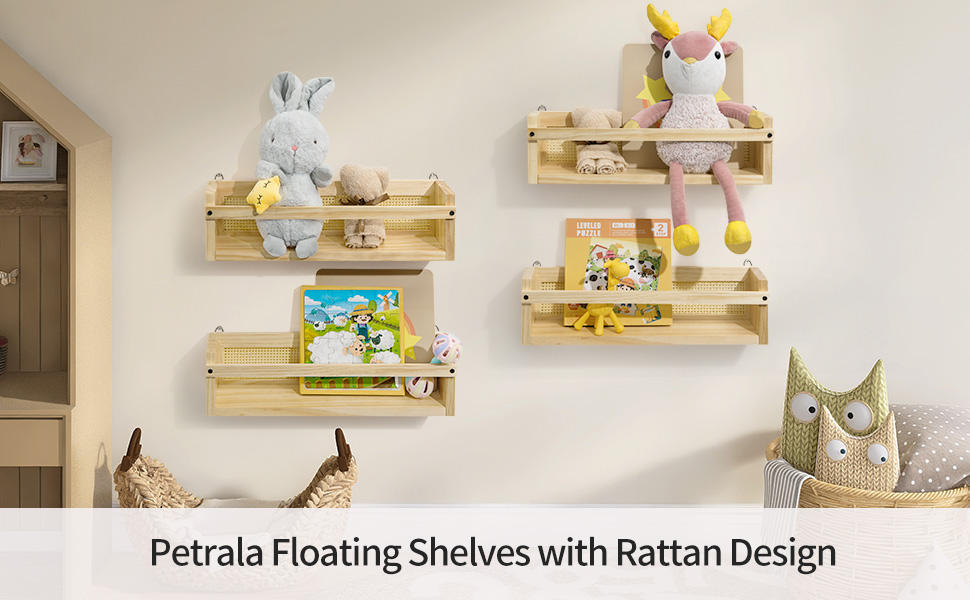 Petrala Nursery Bookshelves Set of 2, Rustic Baby Book