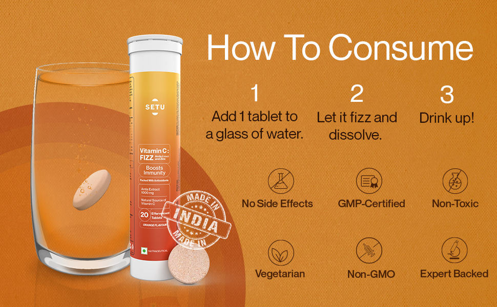 Setu Vitamin C Fizz 20 Effervescent Tablets (Pack of 1) Amla