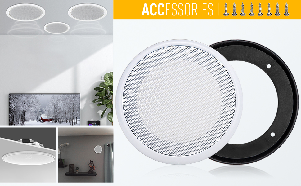 TOBWOLF 2PCS 4in White Round Speaker Grill Covers, 4 Inch Universal