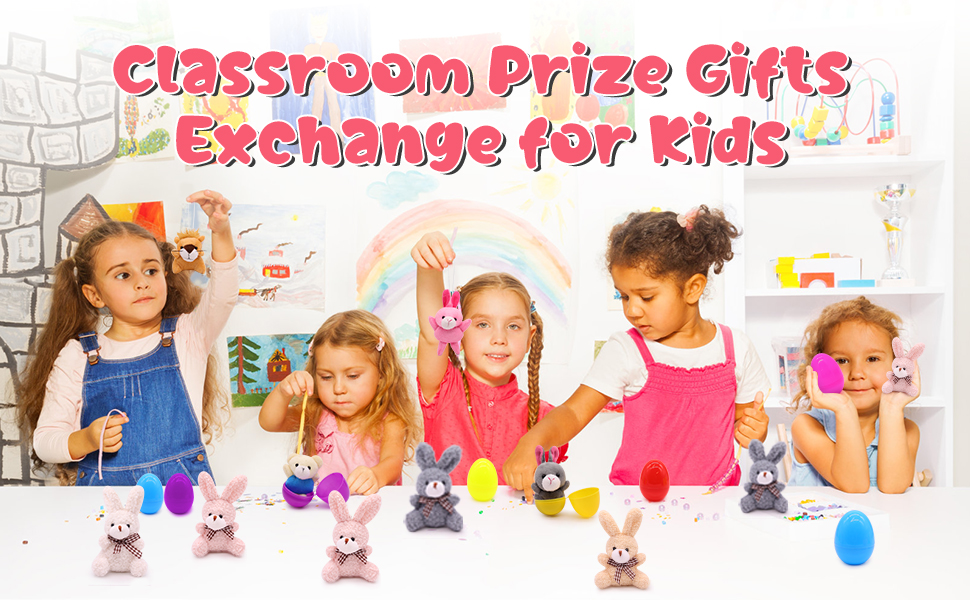 Yamepuia Easter Egg Hunt Fillers, 12pcs Easter Eggs with Mini Stuffed