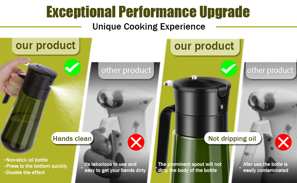 olive oil dispenser bottle spray, 2 in 1 oil dispenser, cooking oil spray, oil spritzer for cooking