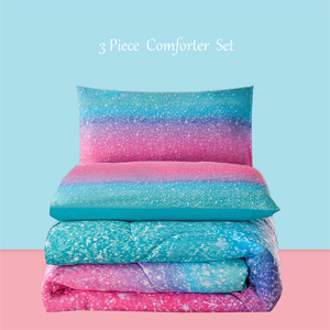 KADSH Queen Size Starry Comforter Sets - Colorful Glitter Galaxy Pink Comforter Set Queen, Rainbow Girls Pink Bedding… Starry Comforter Sets