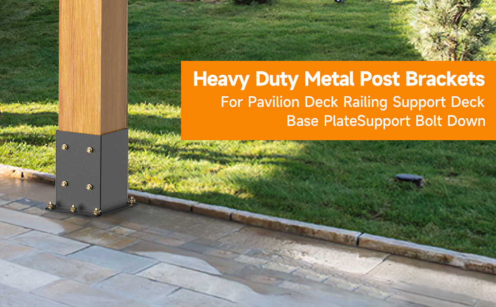 4x4 Post Base 4 Pcs，Thick Solid Stainless Steel & Black Powder Coated Post Bracket(Inner Size 3