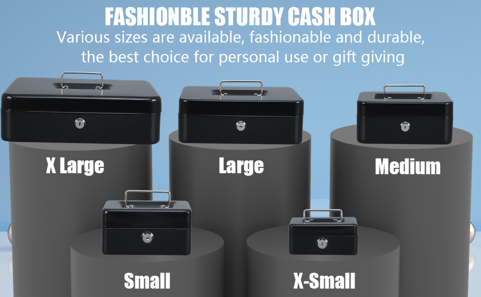 KYODOLED Large Metal Cash Box with Money Tray and Lock,Money Box with Cash Tray