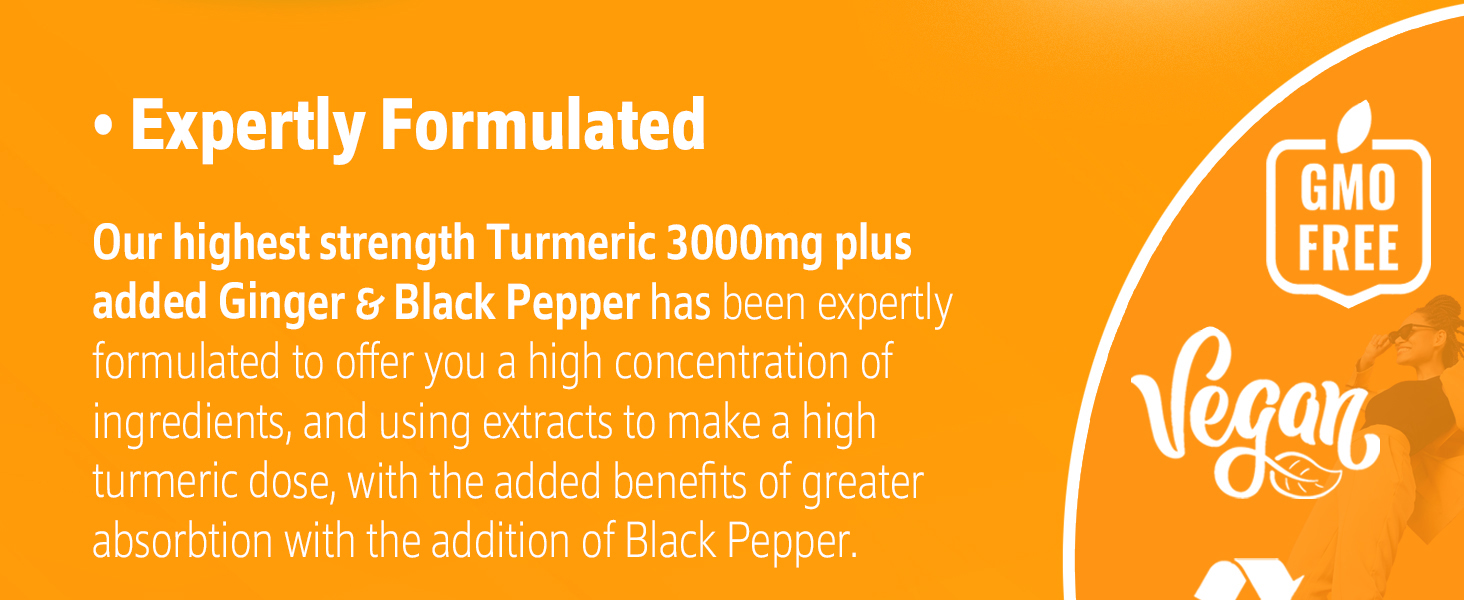 Expertly formulated highest strength turmeric, ginger and black pepper by howard and James.