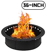 2024 Upgraded Outdoor Smokeless Fire Pit Ring with Venting Holes, Heavy Duty Solid Metal