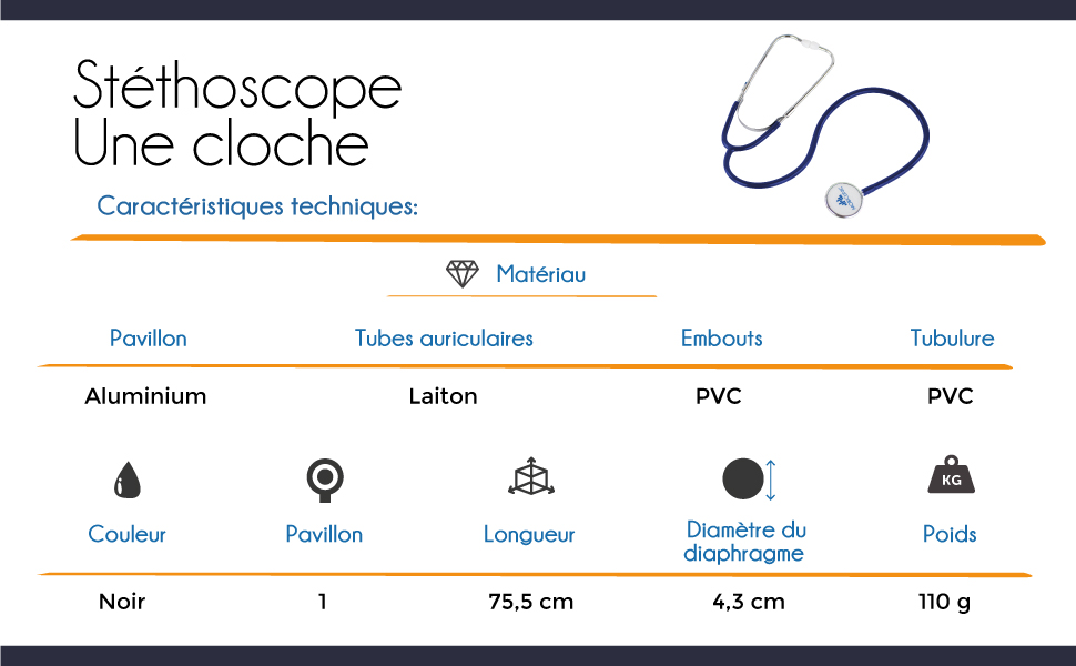 Mobiclinic®, Stéthoscope, Stéthoscope de Diagnostic, Stetoscope adu