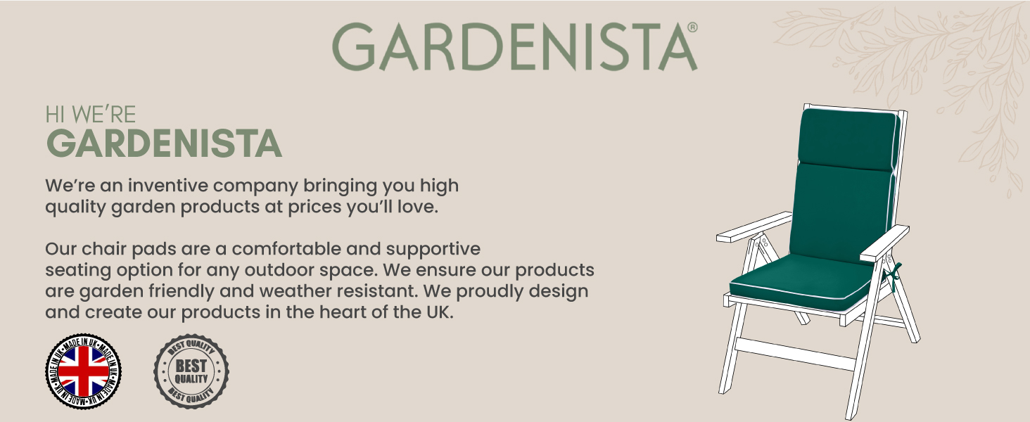 Gardenista Garden Luxury High Back Chair Seat Pad Outdoor Water