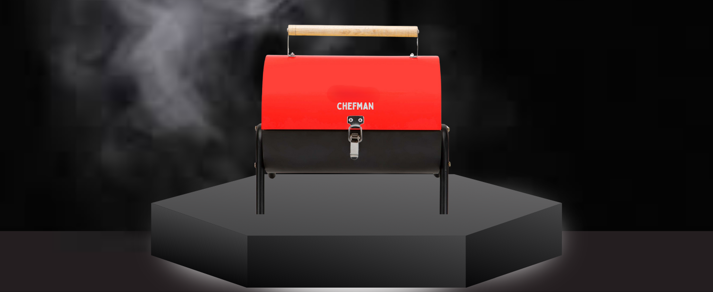 Chefman Barrel Barbeque Red Colour