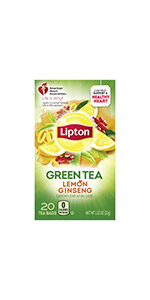 Lipton Lemon Ginseng Green Tea, 20 count