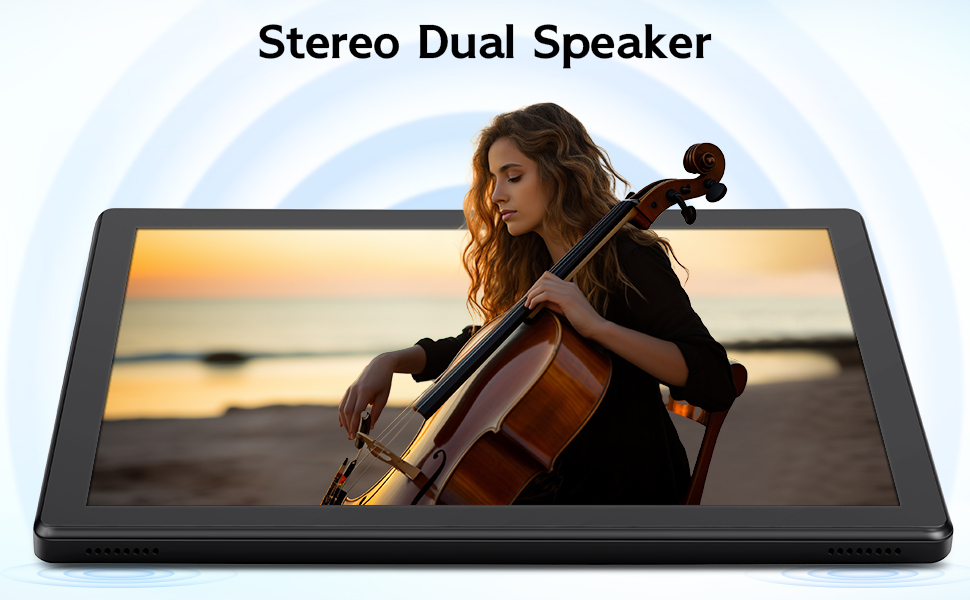 10 inch tablet with stereo dual speaker 