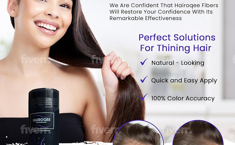 Cheveux épais, cheveux clairsemés, couvrir zone cheveux, fibres capillaires naturelles