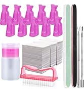 Nail Polish Gel Remover Tools Kit with Nail Clips - Hot Pink