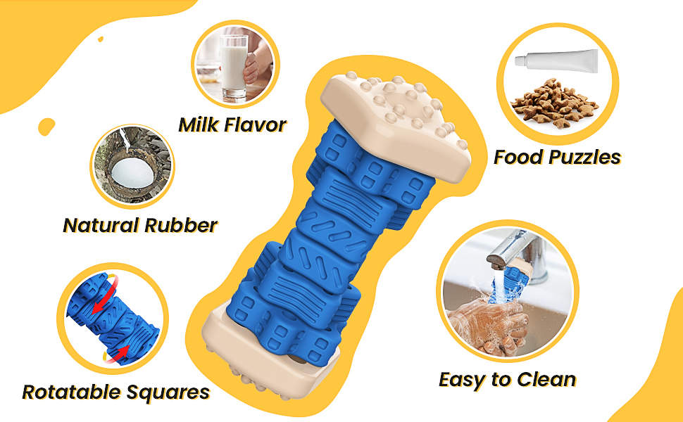 RUXAN Indestructible Dog Chew Toy for Aggressive Chewers, 3 in 1 Tough