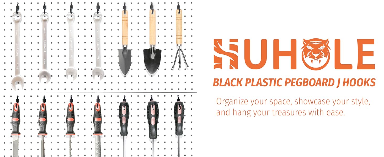 Plastic Pegboard Hooks 100pc Black