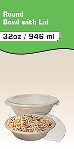 32 ounce paper bowl salad container soup bowl acai smoothie fruit container with lids