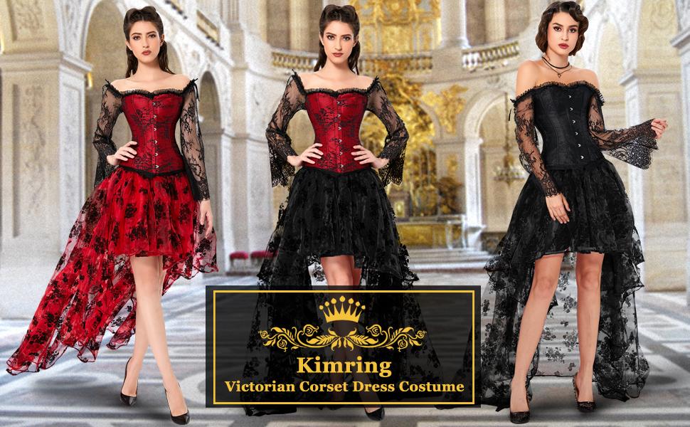 yilon イロン corset design layered tops Charmian Women's Steampunk Gothic Jacquard Steel Boned