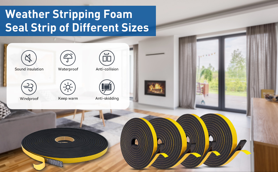 Ablink Weather Stripping Door Seal Strip, Foam Door Weather Stripping