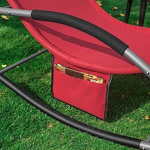 SoBuy Garden Rocking Deck Chair Recliners With Footrest,Red,OGS28-R 17 OGS28-R
