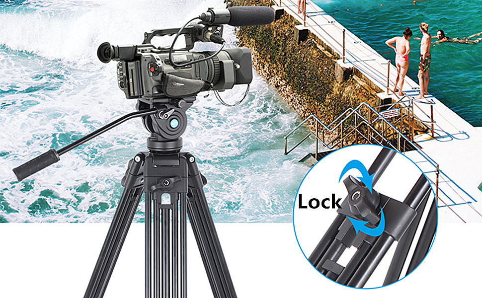 heavy duty Professional  Aluminum  Tripod Max Loading 22 LB fluid head tripod  Fluid ​Head