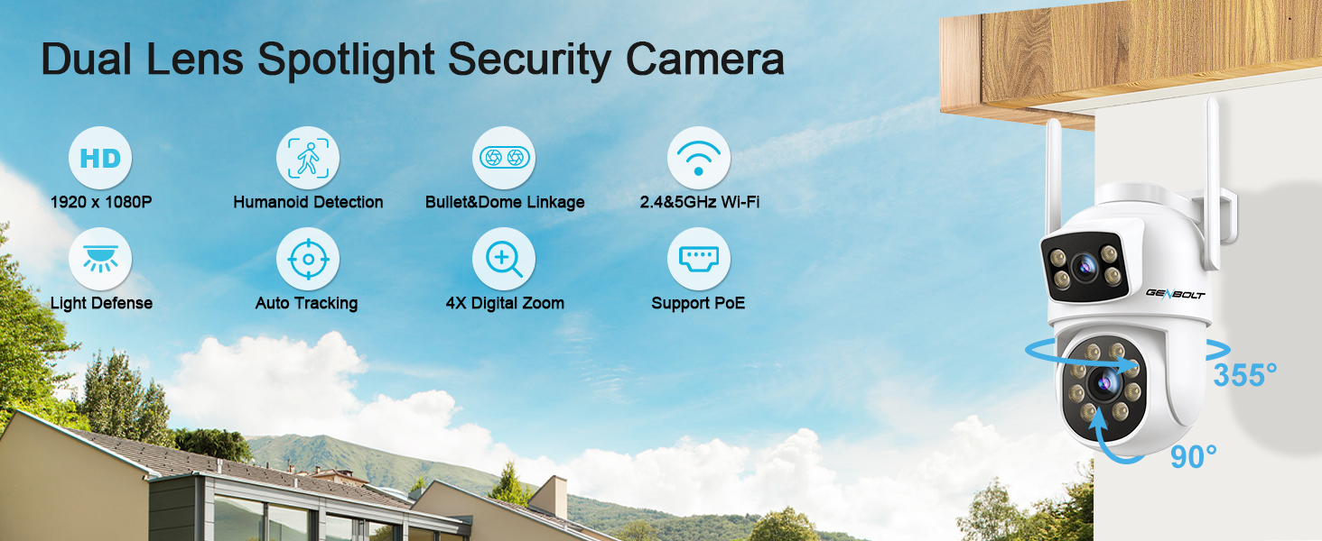 Dual Lens Spotlight Security Camera