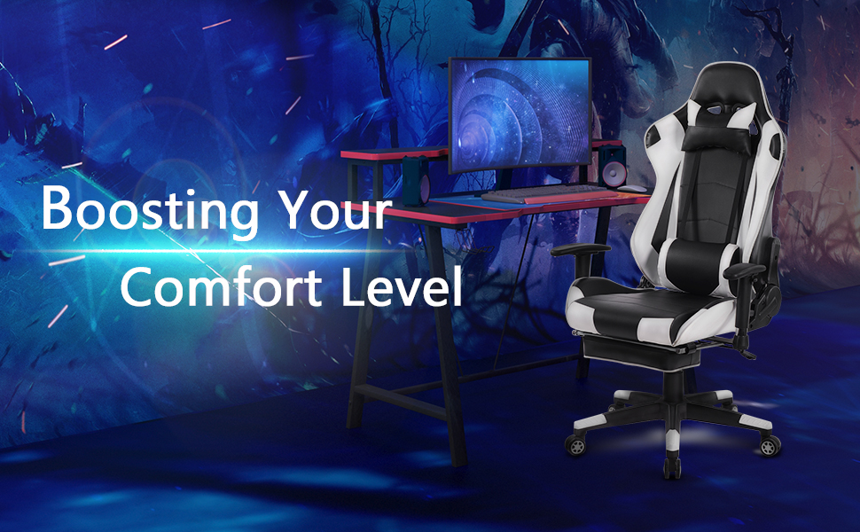 WOLTU Sedia Gaming Sedie Da Ufficio Girevole Poggiapiedi Retrattile Poltrona PU Verde 12 Office chair