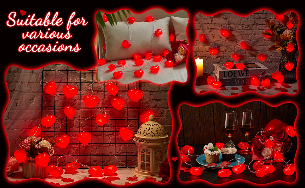 Mudder Valentine Heart String Light 10 Feet 20 LED Heart