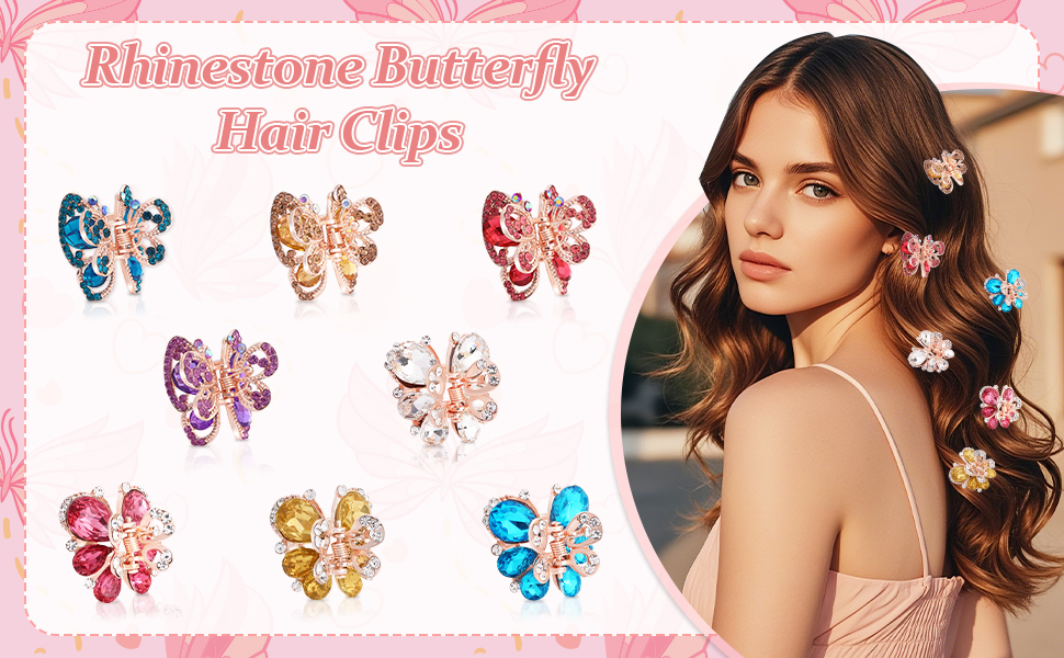 Rhinestone Butterfly Hair Clips for Women