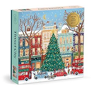Amazon.com: Galison Tinsel City – 500 Piece Foil Jigsaw Puzzle