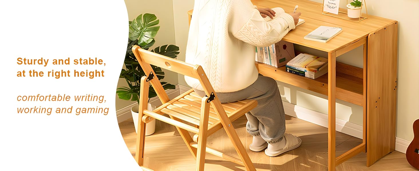 SHZYJBRY Folding Desk with Bookshelf, 40.6 Inch Computer