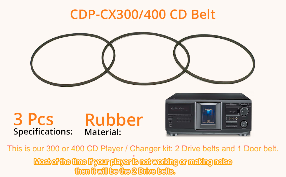 Amazon.com: 2 Drive Belts and 1 Door Belt for Sony 300 Sony 400 CD Amazon.com: 2 Drive Belts and 1 Door Belt for Sony 300 Sony 400 CD