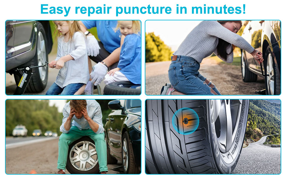 Linkstyle 40PCS Tire Repair Rubber Nails, SelfService Car Tyre Puncture Repair Rubber Screws