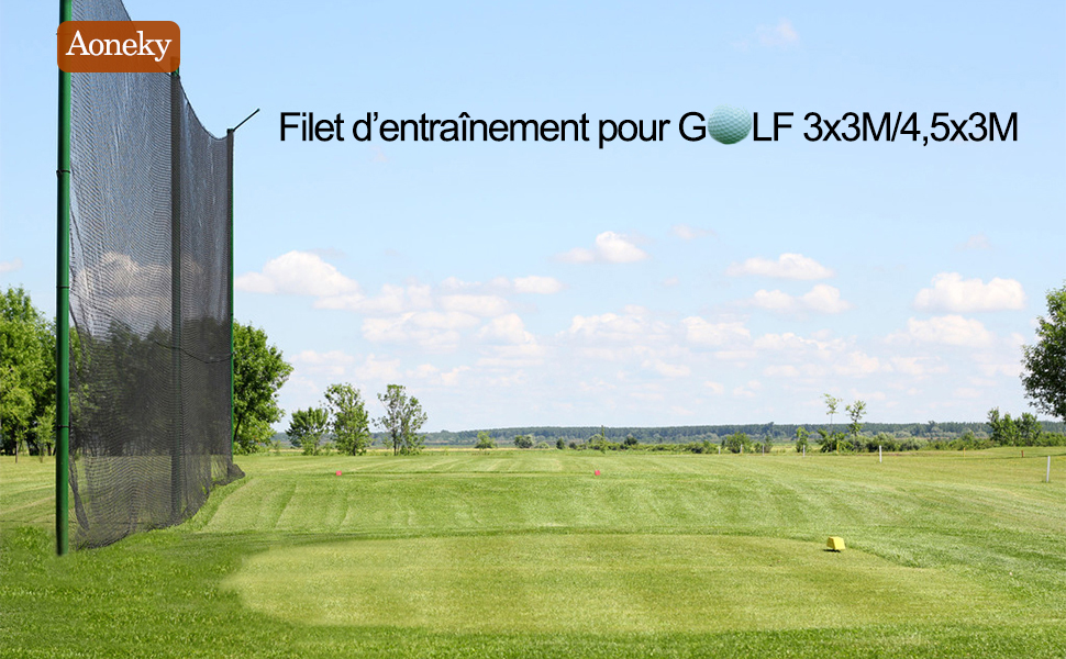 Aoneky Filet de Golf Practice 3x3M/3x4,5M/ 3x6M/3x7,5M, Maille Carrée 2,5x2,5cm, Corde 3mm