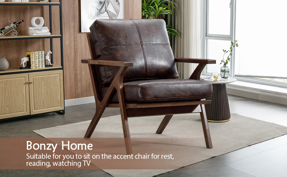 Bonzy Home MidCentury Modern Accent Chair, Upholstered