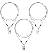 ZHMEINA 3Pcs 7Ft Silver Long Security Cable Lock, Security Cables with Loops Double Loops Steel B...
