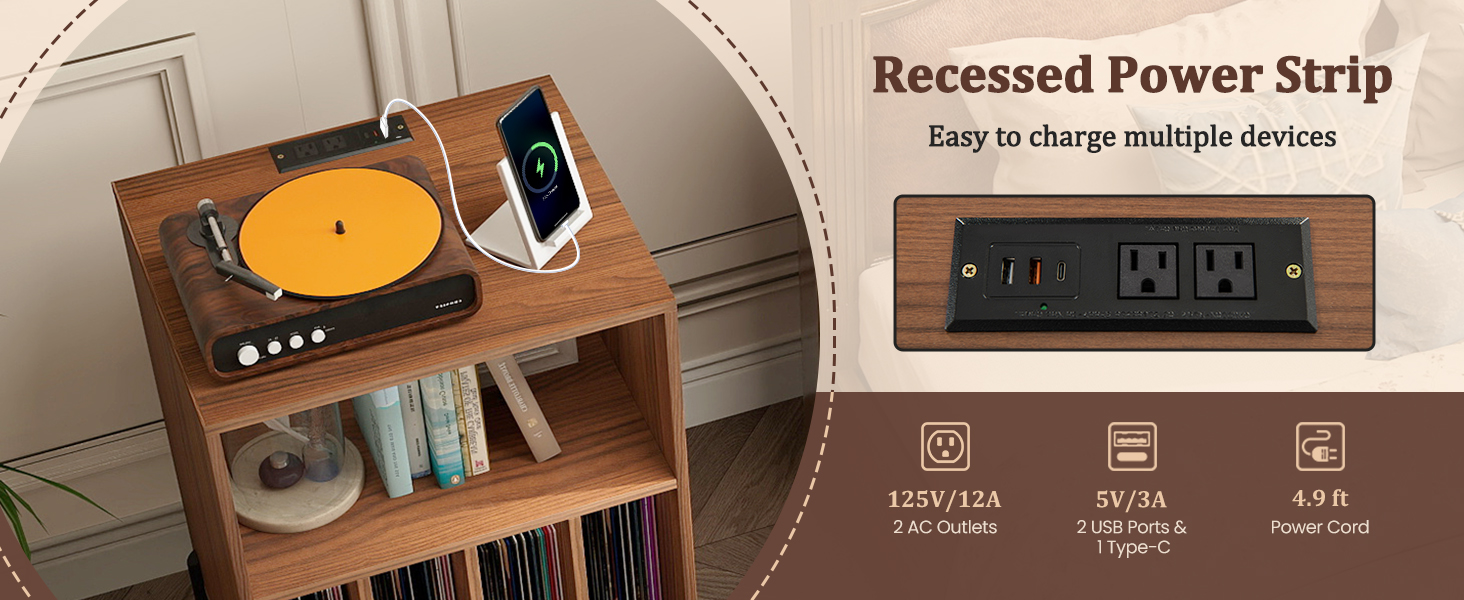 record player stand with vinyl storage