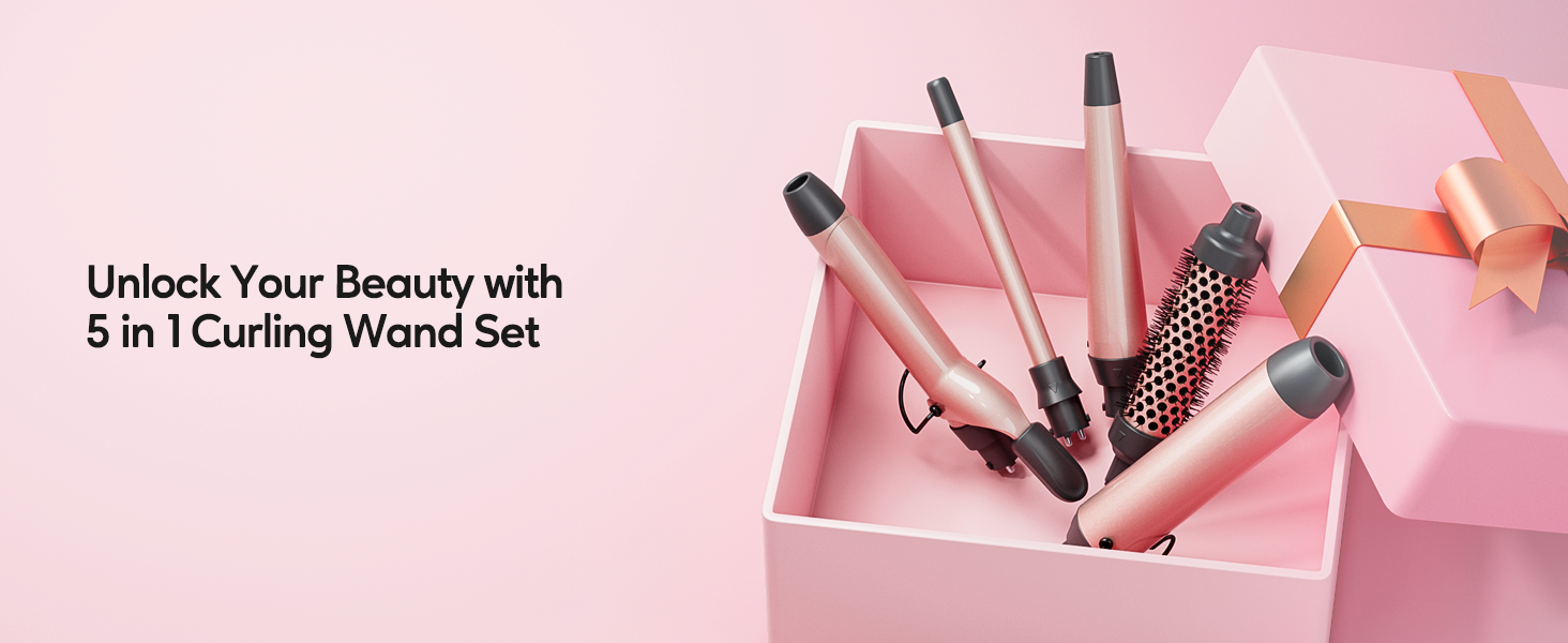 Wavytalk 5 in 1 Curling Iron,Curling Wand Set with Thermal